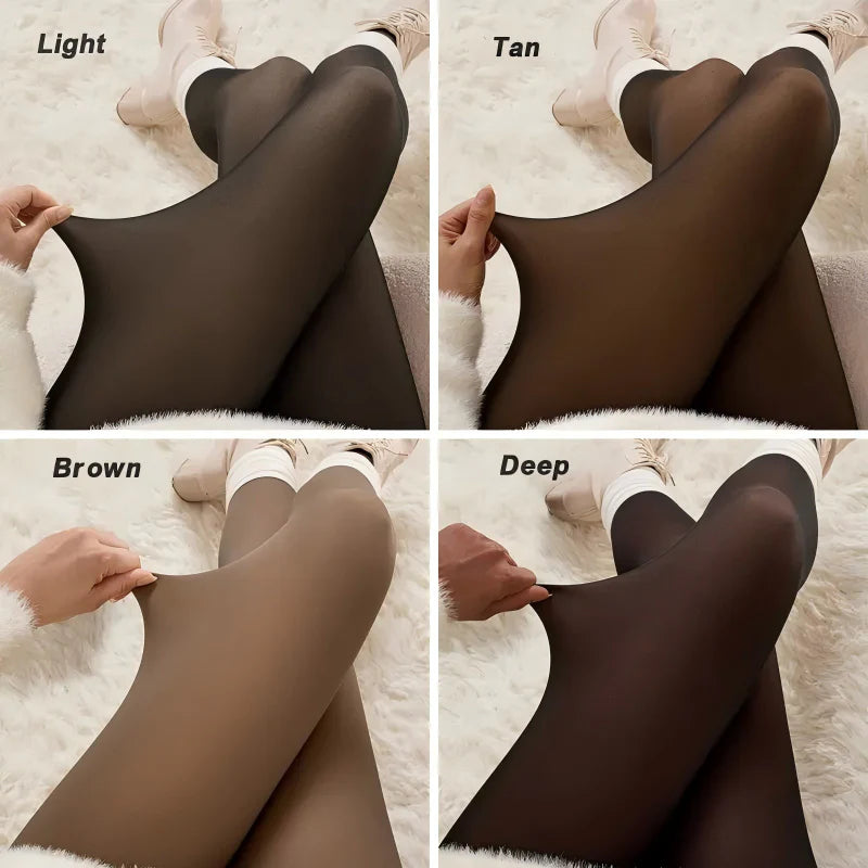 Luxury Translucent Fleece Tights — Stay Warm, Look Effortlessly Stylish