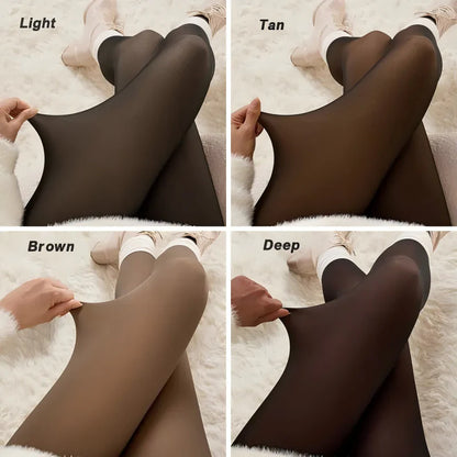 Luxury Translucent Fleece Tights — Stay Warm, Look Effortlessly Stylish