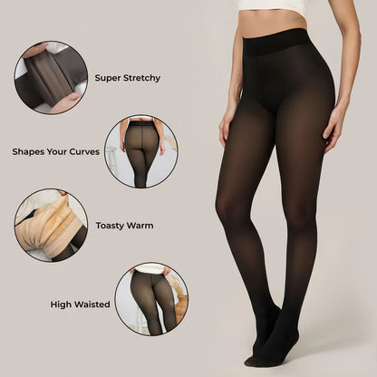 Luxury Translucent Fleece Tights — Stay Warm, Look Effortlessly Stylish