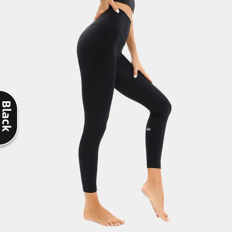 High Waist Yoga Pants Women's Tight Fit Exercise Fitn Trousers Outerwear Butt Lifting Nine Points Slimming Base Layer Pants
