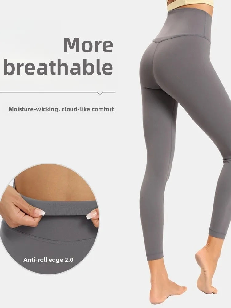 High Waist Yoga Pants Women's Tight Fit Exercise Fitn Trousers Outerwear Butt Lifting Nine Points Slimming Base Layer Pants