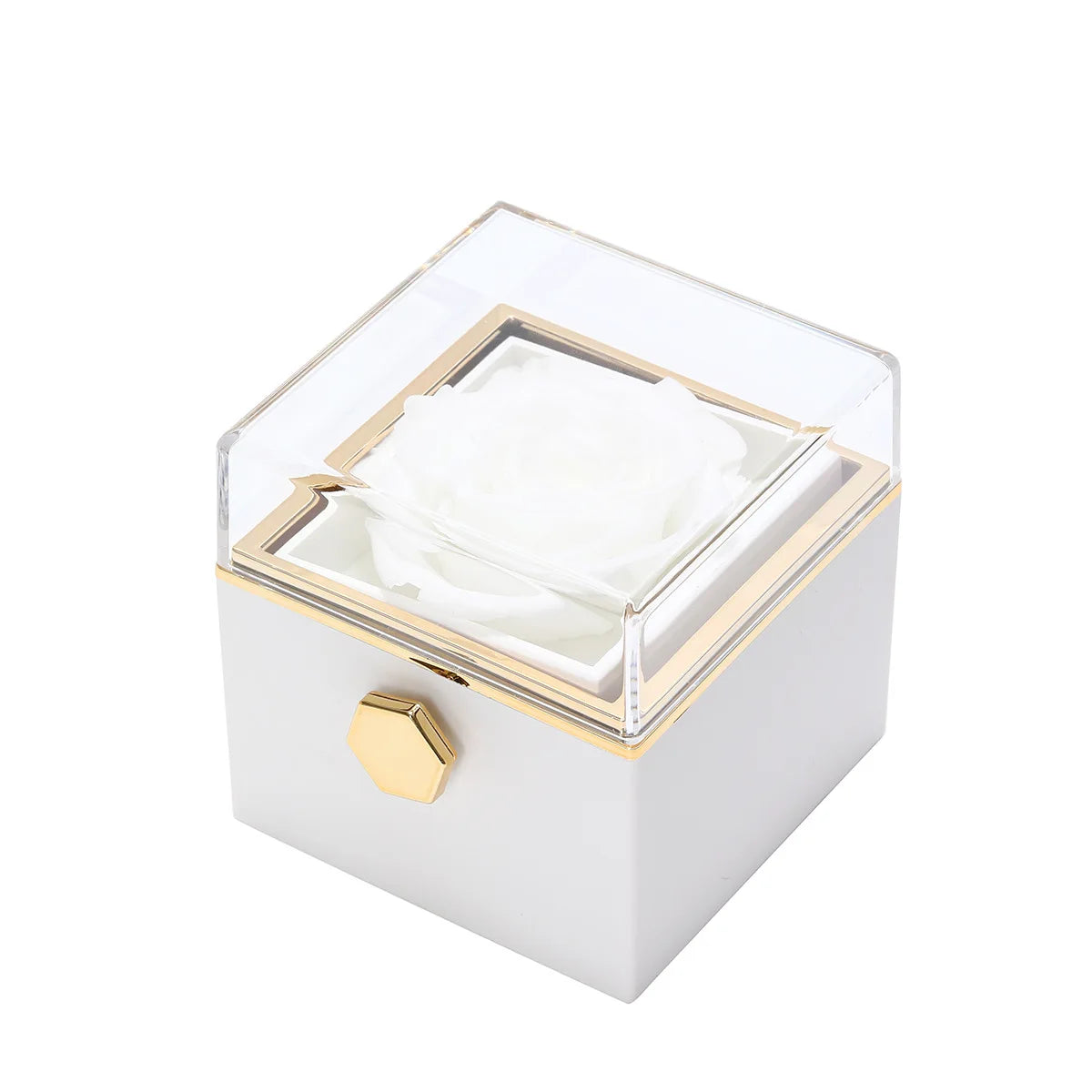 Rotating Eternal Rose Box Engraved Name Valentine’s Day Anniversary Gift Double Heart Necklace for Wife Girlfriend Lover Custom