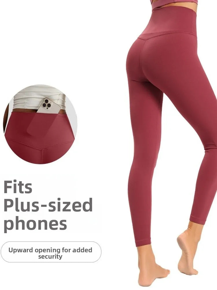 High Waist Yoga Pants Women's Tight Fit Exercise Fitn Trousers Outerwear Butt Lifting Nine Points Slimming Base Layer Pants