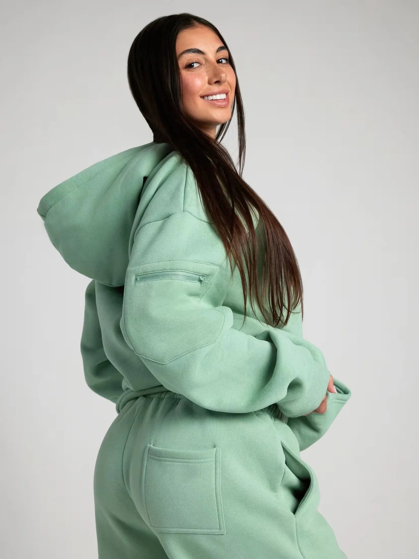 TARUXY Casual Hooded Sweatshirt Long Pants Set Women Eye Mask Pocket Pullover Sweatshirt Loose Trousers 2-Piece Set Autumn New