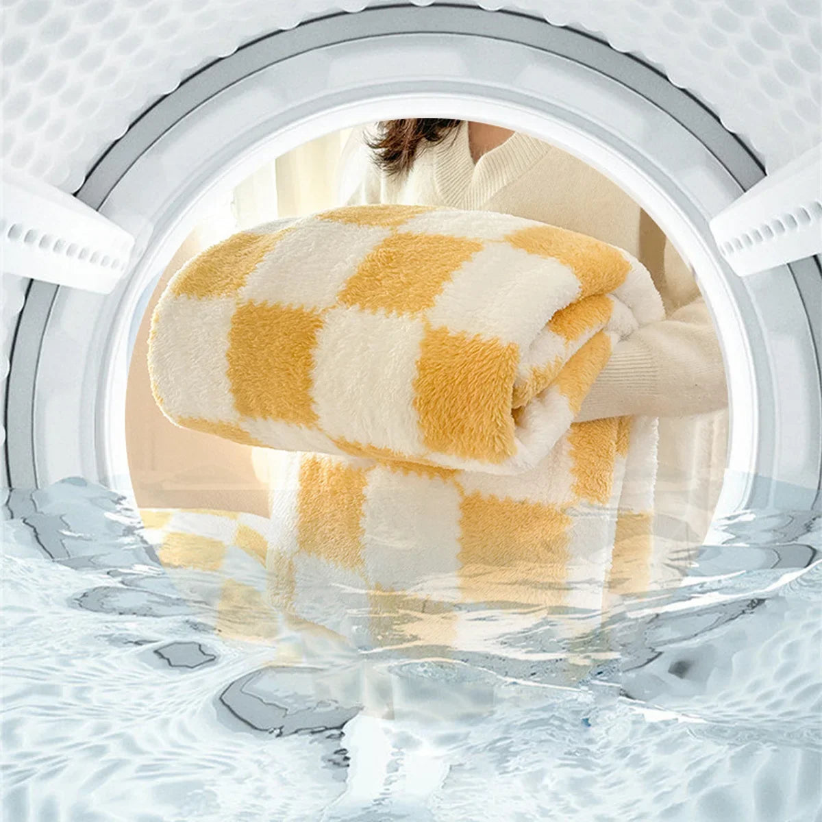 Super Soft Throw Blanket Premium Silky Flannel Fleece 3D Checkered Lightweight Bed Blanket All Season Use