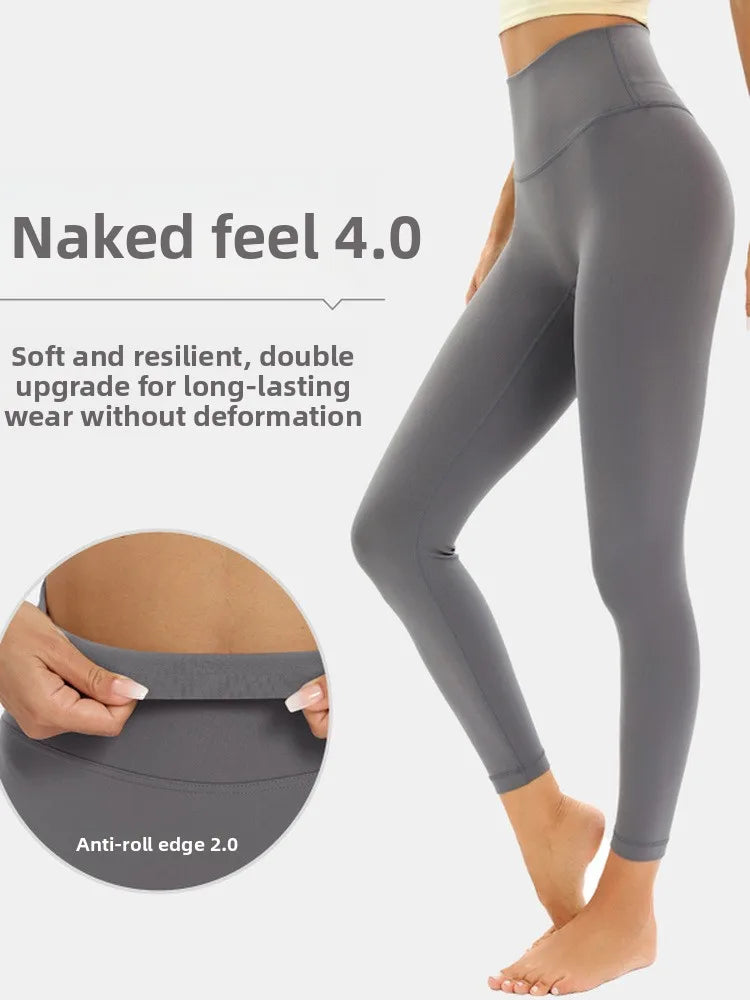 High Waist Yoga Pants Women's Tight Fit Exercise Fitn Trousers Outerwear Butt Lifting Nine Points Slimming Base Layer Pants