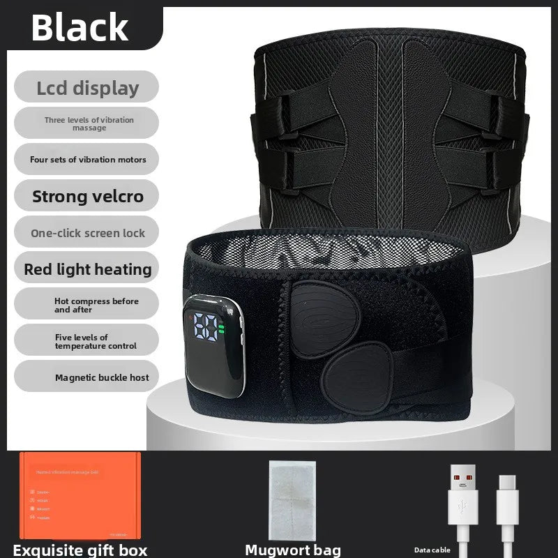 Heated Waist Belt, Hot Compress Infrared Double Motor Vibration Waist Massager Charging Multi-function Relaxation Warm Palace
