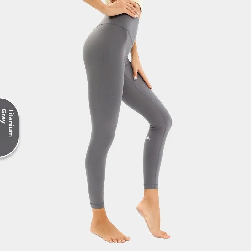 High Waist Yoga Pants Women's Tight Fit Exercise Fitn Trousers Outerwear Butt Lifting Nine Points Slimming Base Layer Pants