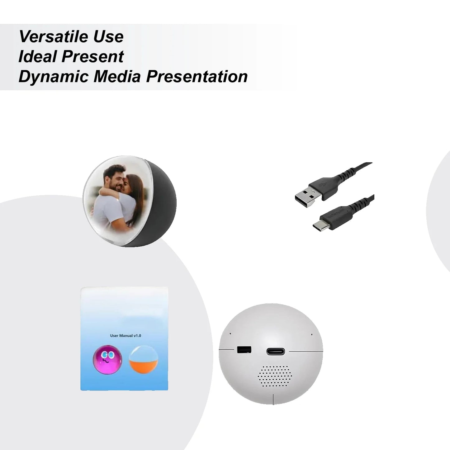 Crystal Ball Video Player 2.7 Inch Crystal Memory Ball Uploadable Videos Sphere for Kids Adults Celebration Party Christmas