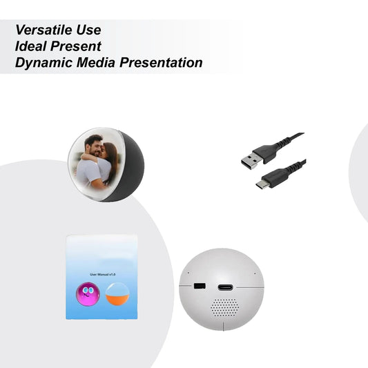 Crystal Ball Video Player 2.7 Inch Crystal Memory Ball Uploadable Videos Sphere for Kids Adults Celebration Party Christmas