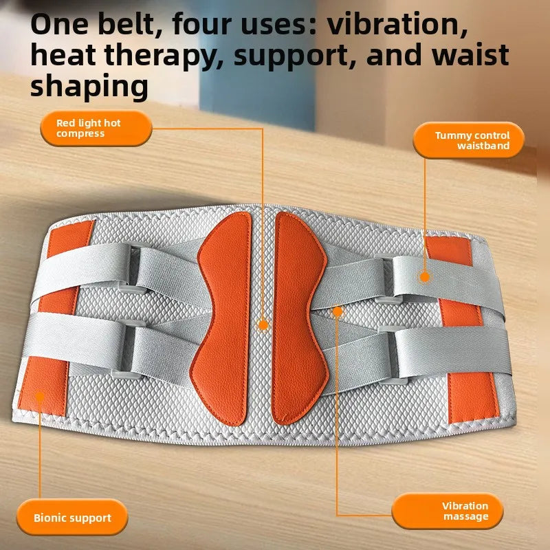 Heated Waist Belt, Hot Compress Infrared Double Motor Vibration Waist Massager Charging Multi-function Relaxation Warm Palace