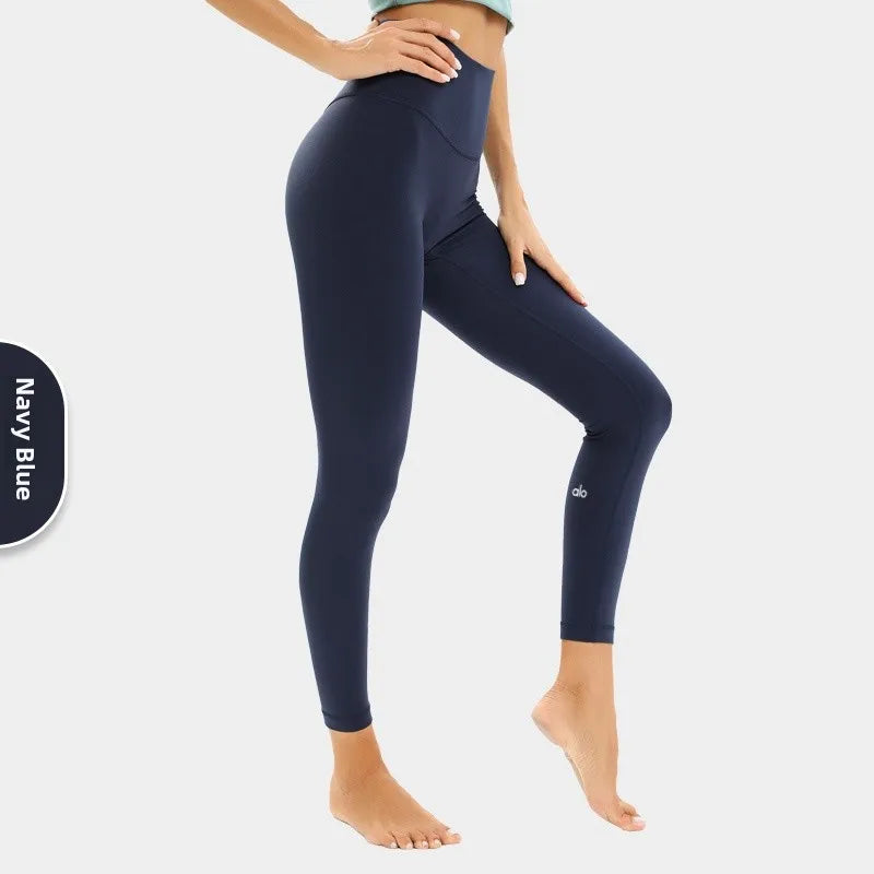 High Waist Yoga Pants Women's Tight Fit Exercise Fitn Trousers Outerwear Butt Lifting Nine Points Slimming Base Layer Pants