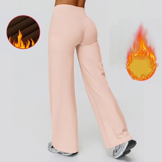Warm Yoga Pants Women Bell Bottoms High Waist Sport Flare Pants Gym Fitness Leggings Female Legging Tummy Control Wide-leg Pants