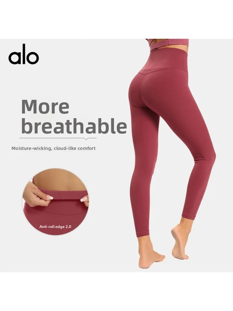 High Waist Yoga Pants Women's Tight Fit Exercise Fitn Trousers Outerwear Butt Lifting Nine Points Slimming Base Layer Pants