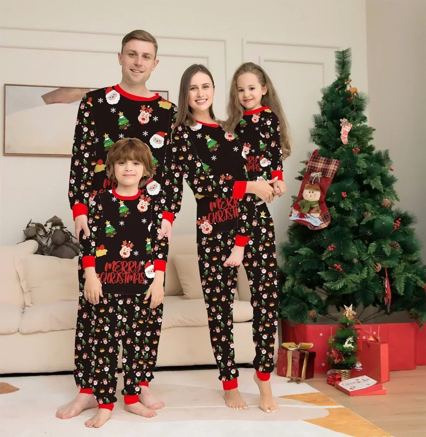 2025 Xmas Family Matching Pajamas Letter Print Adult Kid Baby Family Matching Outfit Mother Daughter Kids Christmas Family Pj's