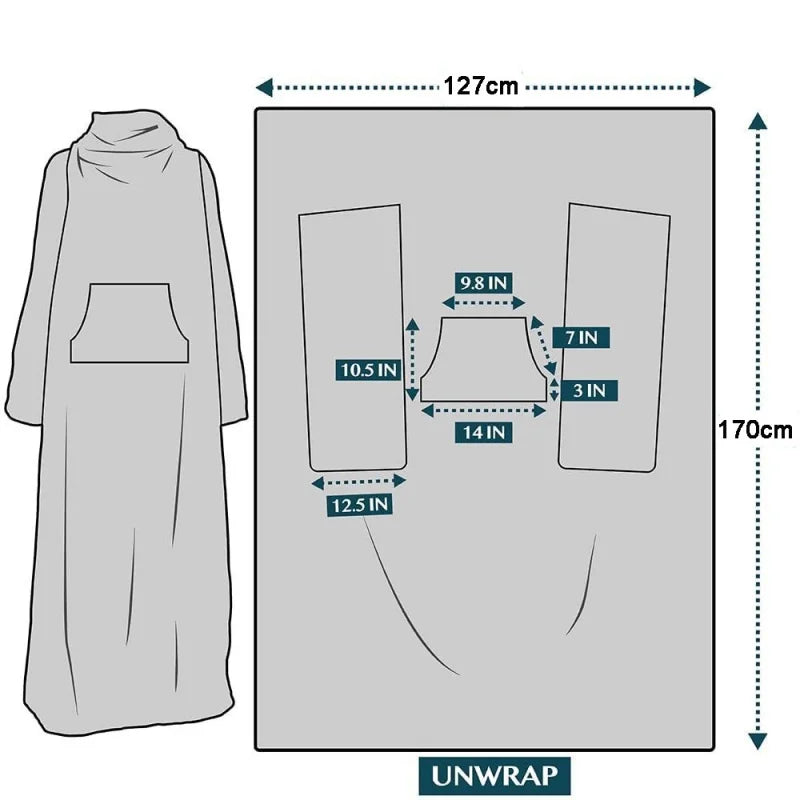 Home Wearable Adult Blanket Large Pocket Multifunctional Lazy Sleeve Blanket Antistatic Composite Sherpa Blanket TV Sofa Blanket