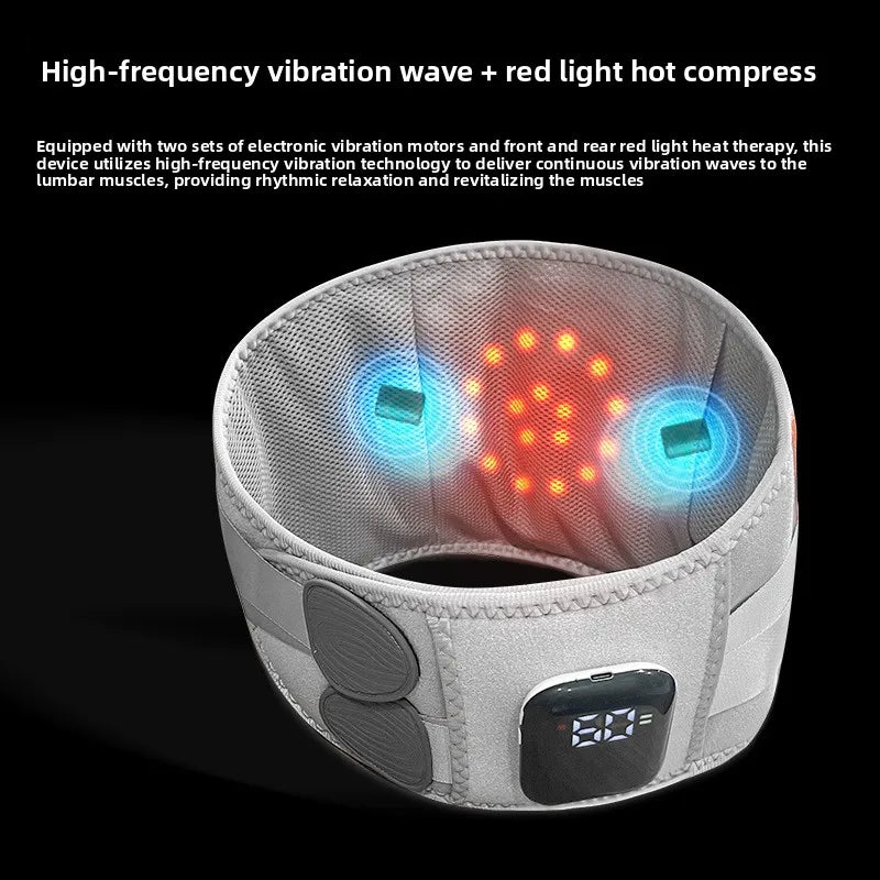 Heated Waist Belt, Hot Compress Infrared Double Motor Vibration Waist Massager Charging Multi-function Relaxation Warm Palace