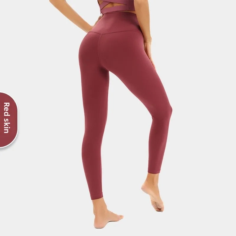 High Waist Yoga Pants Women's Tight Fit Exercise Fitn Trousers Outerwear Butt Lifting Nine Points Slimming Base Layer Pants