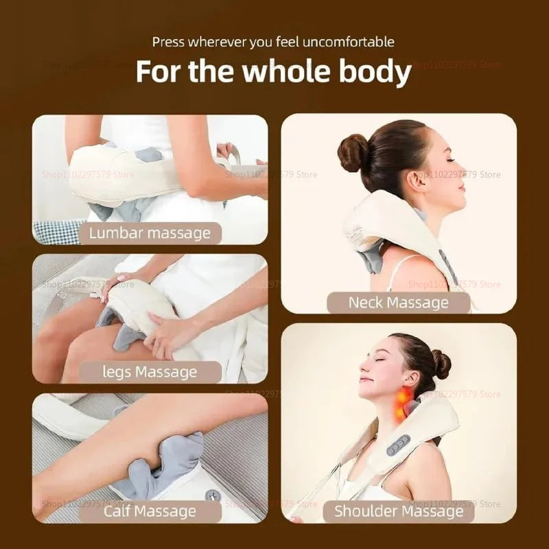 Neck Massager for Pain Relief deep Tissue Relieves Tension Kneading Massagerwith Heat Improves Circulation Eases Muscle Soreness