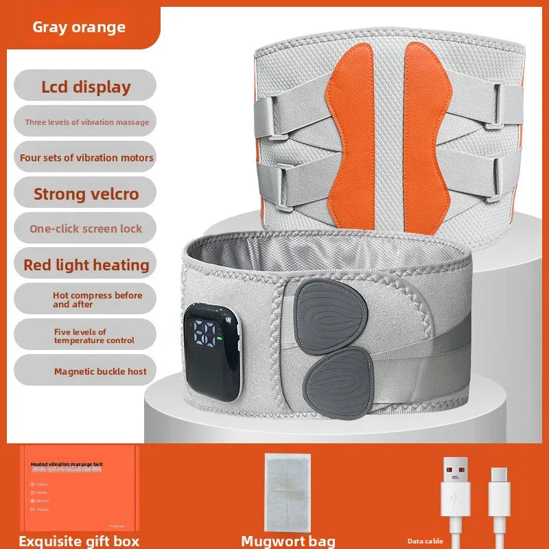 Heated Waist Belt, Hot Compress Infrared Double Motor Vibration Waist Massager Charging Multi-function Relaxation Warm Palace