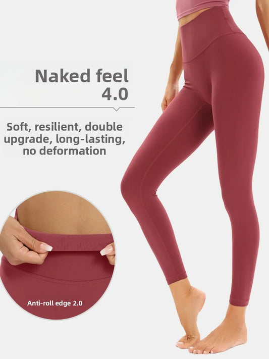 High Waist Yoga Pants Women's Tight Fit Exercise Fitn Trousers Outerwear Butt Lifting Nine Points Slimming Base Layer Pants