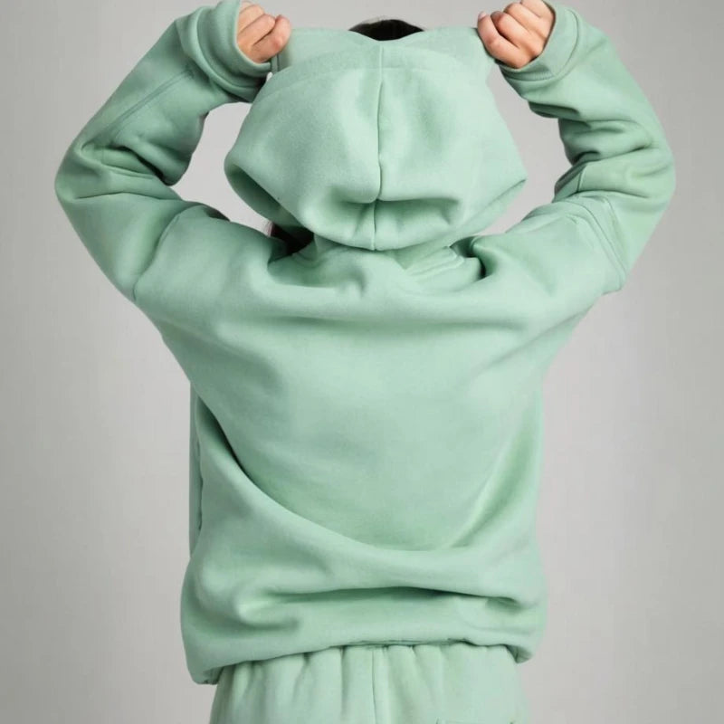 TARUXY Casual Hooded Sweatshirt Long Pants Set Women Eye Mask Pocket Pullover Sweatshirt Loose Trousers 2-Piece Set Autumn New